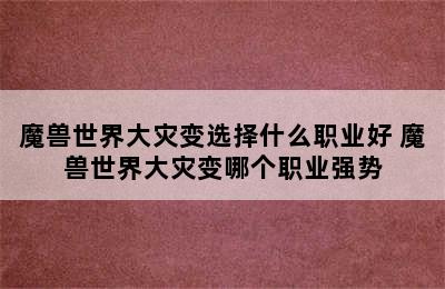 魔兽世界大灾变选择什么职业好 魔兽世界大灾变哪个职业强势